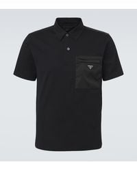 Prada - Re-Nylon-Trimmed Cotton-Blend Polo Shirt - Lyst