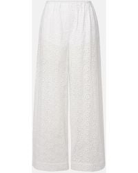 STAUD - Bonfire Eyelet Cotton Wide-Leg Pants - Lyst