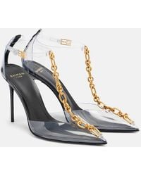 Balmain - Chain-Detail Pvc Slingback Pumps - Lyst