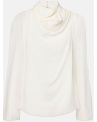 Altuzarra - Cara Draped High-Neck Silk Top - Lyst