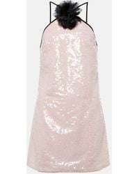 Self-Portrait - Floral-Applique Sequined Minidress - Lyst