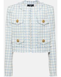 Balmain - Checked Cotton-blend Tweed Jacket - Lyst