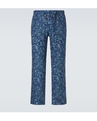 Kiton - Printed Linen Straight Pants - Lyst