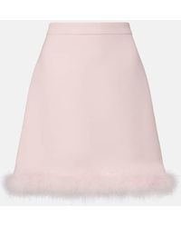 Valentino - Minirock Aus Crepe Couture Mit Federn - Lyst