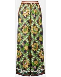 ALÉMAIS - Liana Printed Silk Satin Palazzo Pants - Lyst