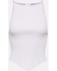 Courreges - Top En Maille Cotelee A Logo - Lyst