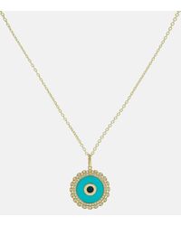 Sydney Evan - Large Evil Eye 14kt Gold Chain Necklace With Diamonds And Turquoise - Lyst