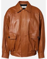 Saint Laurent - Oversized Leather Bomber Jacket - Lyst