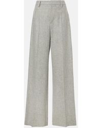 Brunello Cucinelli - Wool And Cashmere Flannel Wide-Leg Pants - Lyst