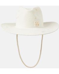Ruslan Baginskiy - Faux Pearl-Embellished Straw Fedora - Lyst
