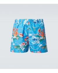 Gucci - Printed Poplin Swim Trunks - Lyst