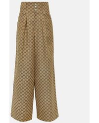 Gucci - Pantaloni in tela di misto cotone gg - Lyst