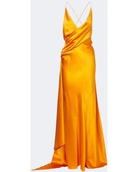 Alex Perry - Asymmetric Silk Satin Gown - Lyst