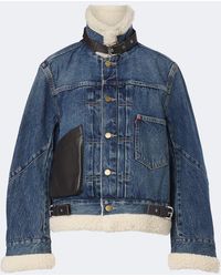 Sacai - Leather-Trimmed Denim Jacket - Lyst