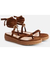 Gianvito Rossi - Espadrille-Sandalen Aus Veloursleder - Lyst