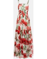 Dolce & Gabbana - Floral Silk Chiffon Maxi Dress - Lyst