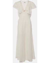 RIXO London - Clarice Lace-Trimmed Woven Midi Dress - Lyst