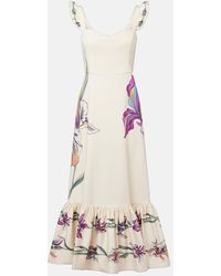 La DoubleJ - Gingerbread Floral Cotton-Blend Midi Dress - Lyst