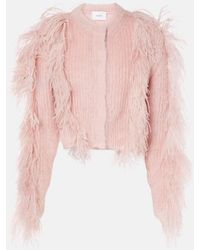 Erdem - Cardigan Aus Einem Mohairgemisch Mit Federn - Lyst