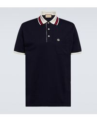 Gucci - Stripe-collar Short-sleeve Stretch-cotton Piqué Polo Shirt - Lyst