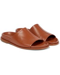 Aeyde Ada Leather Slides - Brown