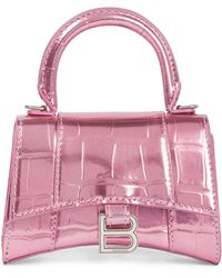 Balenciaga Schultertasche Hourglass aus Leder - Pink