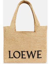 Loewe - Paula's Ibiza Medium Logo Raffia Tote Bag - Lyst