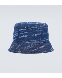 Marni - Printed Cotton Denim Bucket Hat - Lyst