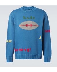 Bode - Spirit Embroidered Cotton And Wool Sweater - Lyst