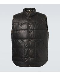 RRL - Reversible Leather And Cotton Puffer Vest - Lyst