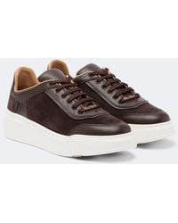 Max Mara - Leather-Trimmed Suede Platform Sneakers - Lyst