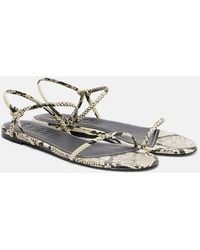 STAUD - Laurel Snake-Effect Leather Sandals - Lyst