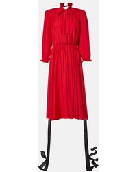 Balenciaga - Bow-Detail Lace-Up Silk Midi Dress - Lyst