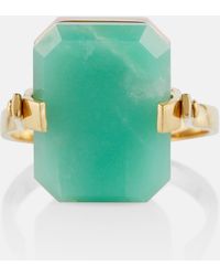 Aliita - Deco Sandwich 9kt Yellow Gold Ring With Opal And Chrysoprase - Lyst