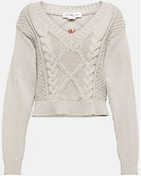 Victoria Beckham - Cable-knit Cotton-blend Sweater - Lyst