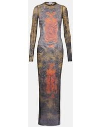 Jean Paul Gaultier - Medallion Printed Mesh Maxi Dress - Lyst