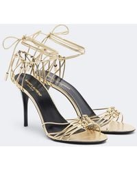 Saint Laurent - Babylone Metallic Leather Sandals - Lyst