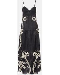 Johanna Ortiz - Vestido Largo De Lino Estampado - Lyst