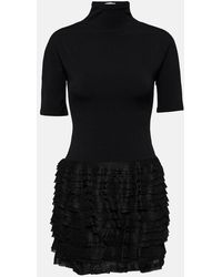 Alaïa - Ruffled High-Neck Jersey Minidress - Lyst