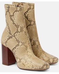 Chloé - Ambre Snake-Effect Leather Ankle Boots - Lyst