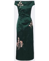 Erdem - Embellished Floral Applique Satin Cocktail Dress - Lyst