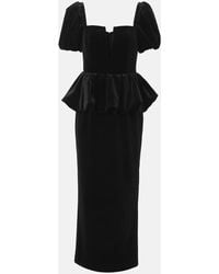 Self-Portrait - Peplum Velvet Midi Dress - Lyst