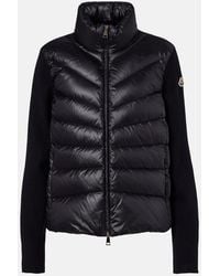 Moncler - Tricot Down-Paneled Virgin Wool Cardigan - Lyst