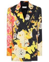 Dries Van Noten Blazer a stampa floreale in crêpe - Nero