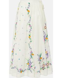 ALÉMAIS - Willa Embroidered Cotton Maxi Skirt - Lyst