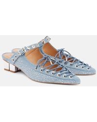 Ganni - Lace-Up Denim Mules - Lyst