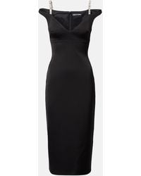 David Koma - Crystal-Embellished Satin Midi Dress - Lyst