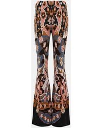 Etro - Floral High-Rise Flared Wool Pants - Lyst