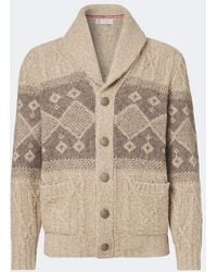 Brunello Cucinelli - Jacquard Wool, Silk And Cashmere Cardigan - Lyst