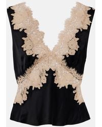 RIXO London - Emmie Lace-Trimmed Satin Top - Lyst